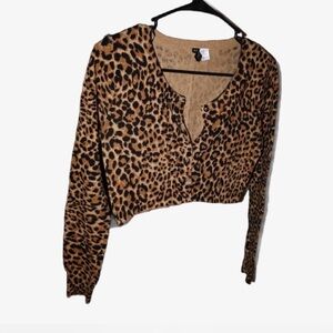 Leopard cheetah print cropped sweater